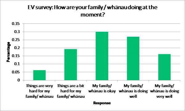 Bar graph how respondents believe their families are doing