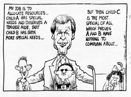 1995 Tom Scott Cartoon featuring Minister of Education & three kids 
